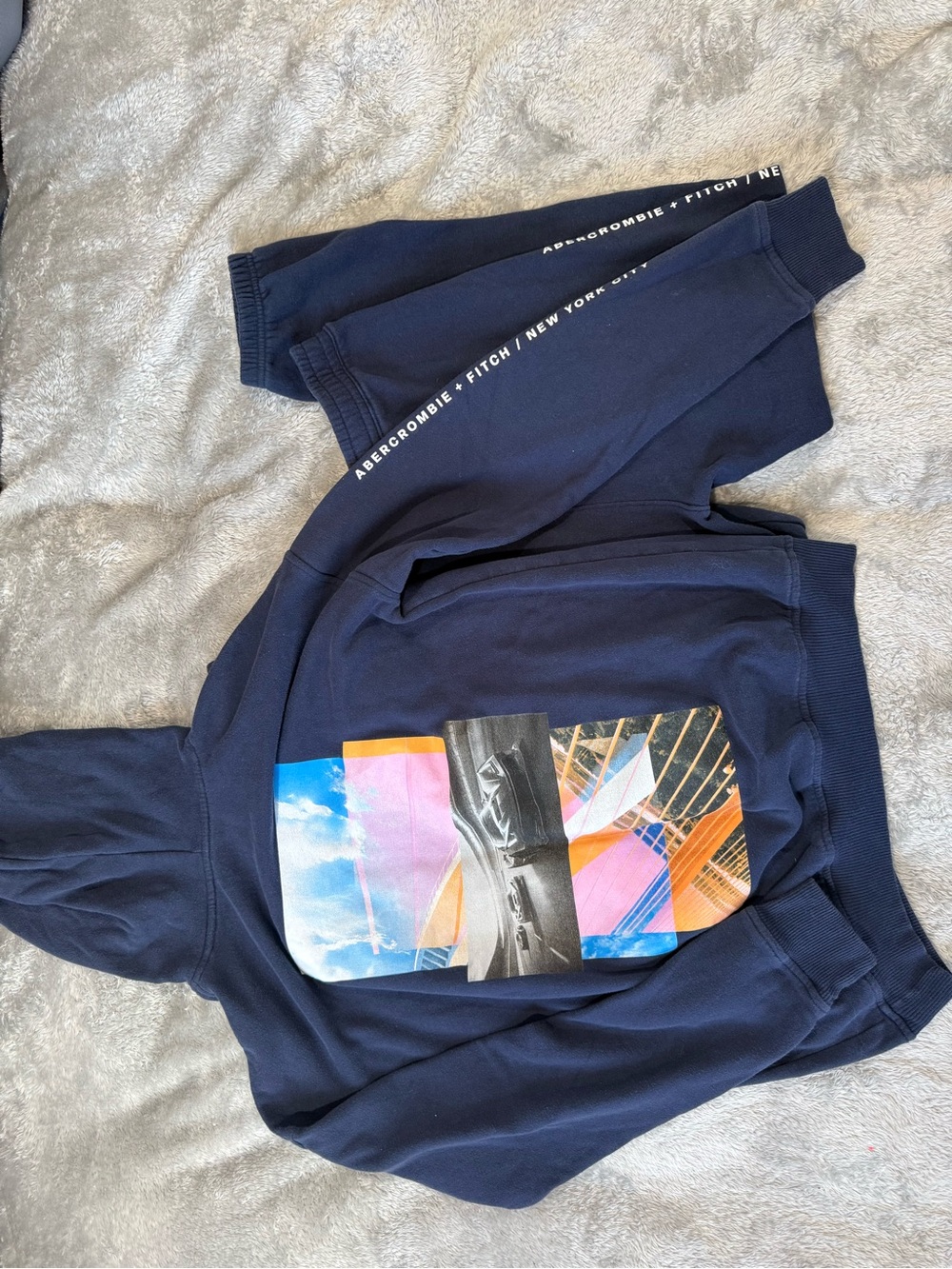 Abercrombie & Fitch boys Navy Graphic Hoodie Sweater